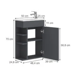 Badmöbel Set "Amadeo" Anthrazit/Weiß 2 Teile, Mit Waschbecken Vicco -Möbel Store 20240301 m6553 03 cA ol