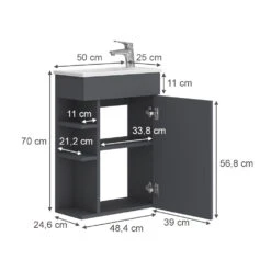 Badmöbel Set "Amadeo" Anthrazit/Weiß 2 Teile, Mit Waschbecken Vicco -Möbel Store 20240301 m6553 03 ol
