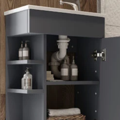 Badmöbel Set "Amadeo" Anthrazit/Weiß 2 Teile, Mit Waschbecken Vicco -Möbel Store 20240301 m6553 05 ol