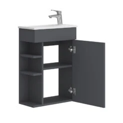 Badmöbel Set "Amadeo" Anthrazit/Weiß 2 Teile, Mit Waschbecken Vicco -Möbel Store 20240301 m6553 07 ol