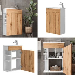 Badmöbel Set "Amadeo" Goldkraft Eiche/Weiß 2 Teile, Mit Waschbecken Vicco -Möbel Store 20240301 m6557 08 ol