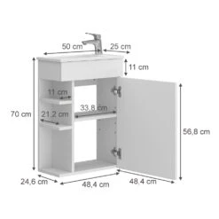 Badmöbel Set "Amadeo" Weiß 2 Teile, Mit Waschbecken Vicco -Möbel Store 20240301 m6558 03 ol