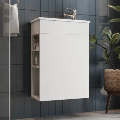 Badmöbel Set "Amadeo" Weiß 2 Teile, Mit Waschbecken Vicco -Möbel Store 20240301 m6558 04 ol