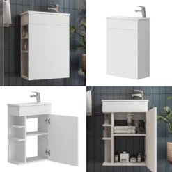 Badmöbel Set "Amadeo" Weiß 2 Teile, Mit Waschbecken Vicco -Möbel Store 20240301 m6558 08 ol