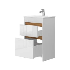 Badmöbel Set "Detmold" Weiß/Weiß Hochglanz 2 Teile, Mit Waschbecken Und 2 Schubladen Vicco 16 Badmöbel Set "Detmold" Weiß/Weiß Hochglanz 2 Teile, Mit Waschbecken Und 2 Schubladen Vicco -Möbel Store 20240301 m6560 07 ol