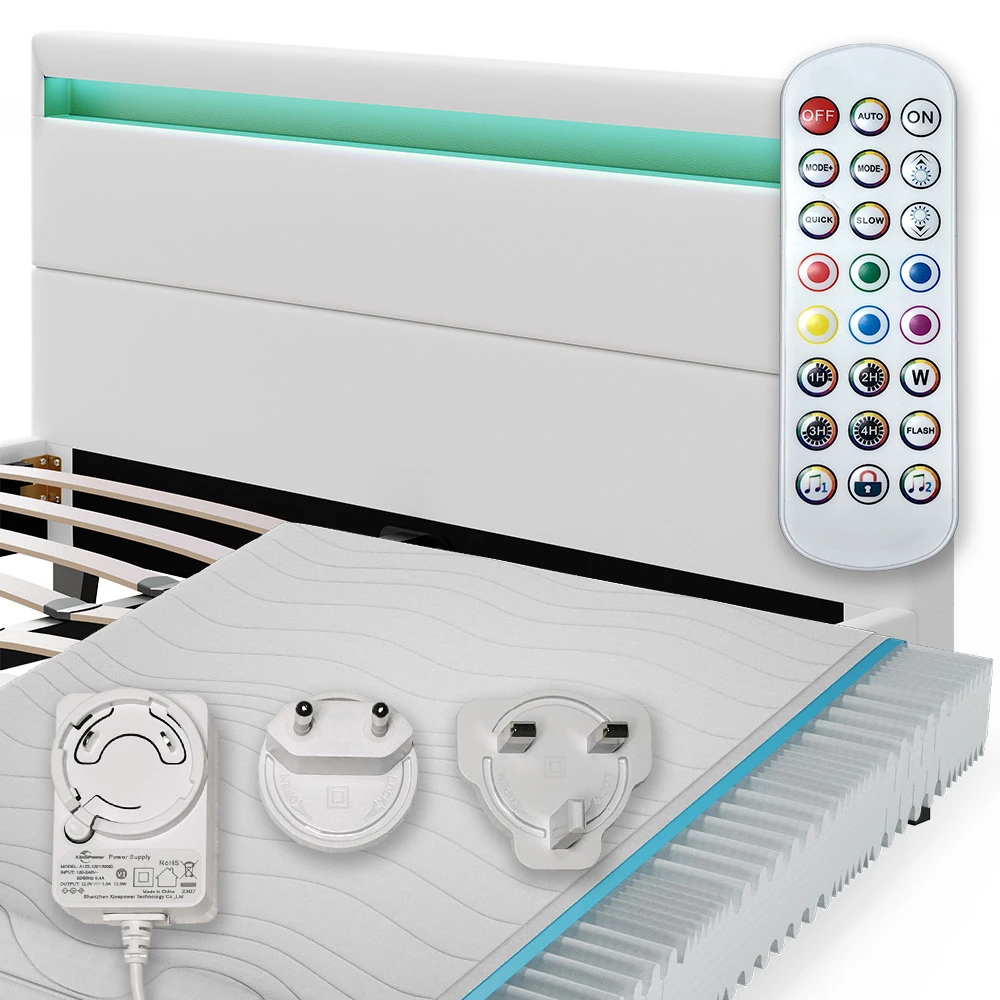 Bettgestell "Bern" Weiß 200x160 Cm Mit LED Beleuchtung Und Matratze Vitalispa 7 Bettgestell "Bern" Weiß 200x160 Cm Mit LED Beleuchtung Und Matratze Vitalispa – Bild 5