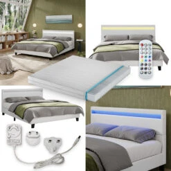 Bettgestell "Bern" Weiß 200x160 Cm Mit LED Beleuchtung Und Matratze Vitalispa 15 Bettgestell "Bern" Weiß 200x160 Cm Mit LED Beleuchtung Und Matratze Vitalispa -Möbel Store 20240304 m6206 m 08 ol