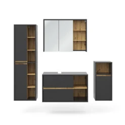 Badmöbel Set "Viola" Anthrazit/Eiche 4 Teile Vicco