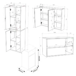 Badmöbel Set "Viola" Anthrazit/Eiche 4 Teile Vicco -Möbel Store 20240305 m5645 03 ol