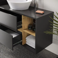 Badmöbel Set "Viola" Anthrazit/Eiche 4 Teile Vicco -Möbel Store 20240305 m5645 05 ol