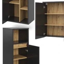 Badmöbel Set "Viola" Anthrazit/Eiche 4 Teile Vicco -Möbel Store 20240305 m5645 06 ol