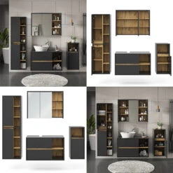 Badmöbel Set "Viola" Anthrazit/Eiche 4 Teile Vicco -Möbel Store 20240305 m5645 08 ol