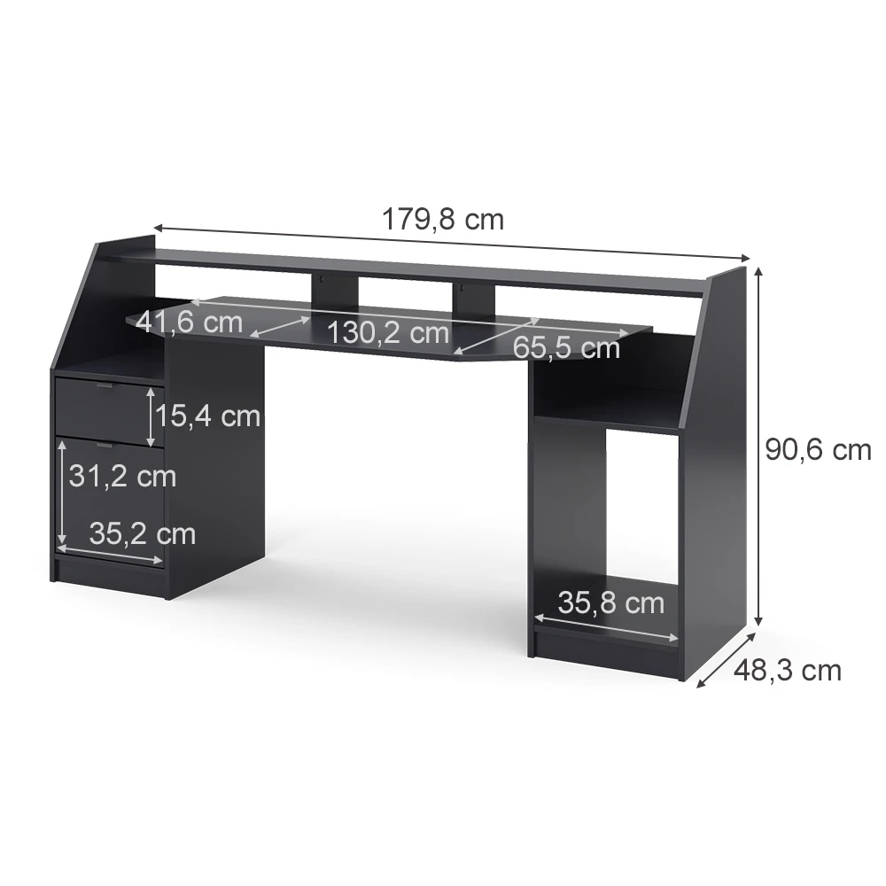 Gaming Tisch "Joel" Schwarz 180 X 66 Cm Vicco 5 Gaming Tisch "Joel" Schwarz 180 X 66 Cm Vicco – Bild 3