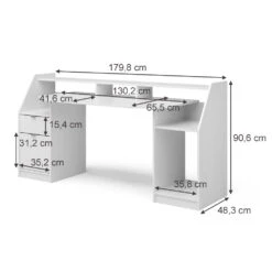 Computertisch "Joel" Weiß 180 X 66 Cm Vicco -Möbel Store 20240313 m3377 03 ol