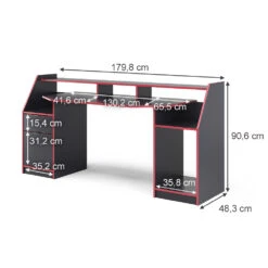 Gaming Tisch "Joel" Schwarz/Rot 179.8 X 65.5 Cm Vicco 12 Gaming Tisch "Joel" Schwarz/Rot 179.8 X 65.5 Cm Vicco -Möbel Store 20240313 m4377 03 ol