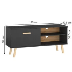 Lowboard "Hans" Anthrazit/Eiche 125 X 58.9 Cm Vicco -Möbel Store 4128 03 ol