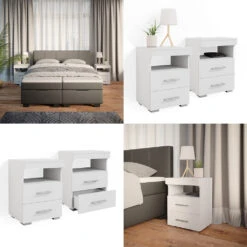 Nachttisch "Evi" Weiß 45 X 61 Cm 2er Set Vicco -Möbel Store 4947 08 ol