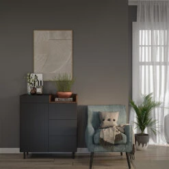 Sideboard "Anika" Anthrazit/Nussbaum 89 X 100 Cm Vicco 12 Sideboard "Anika" Anthrazit/Nussbaum 89 X 100 Cm Vicco -Möbel Store 5905 04 ol