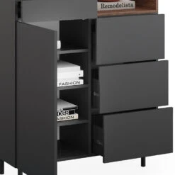 Sideboard "Anika" Anthrazit/Nussbaum 89 X 100 Cm Vicco 14 Sideboard "Anika" Anthrazit/Nussbaum 89 X 100 Cm Vicco -Möbel Store 5905 06 ol