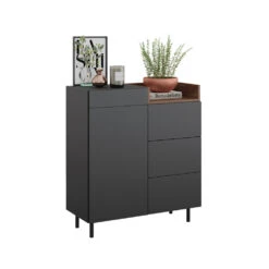 Sideboard "Anika" Anthrazit/Nussbaum 89 X 100 Cm Vicco 15 Sideboard "Anika" Anthrazit/Nussbaum 89 X 100 Cm Vicco -Möbel Store 5905 07 ol