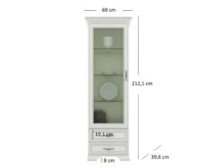 Vitrinenschrank "Tifosi" Weiß 69 X 212 Cm OK-Living 9 Vitrinenschrank "Tifosi" Weiß 69 X 212 Cm OK-Living -Möbel Store DS 1497 MBO 4