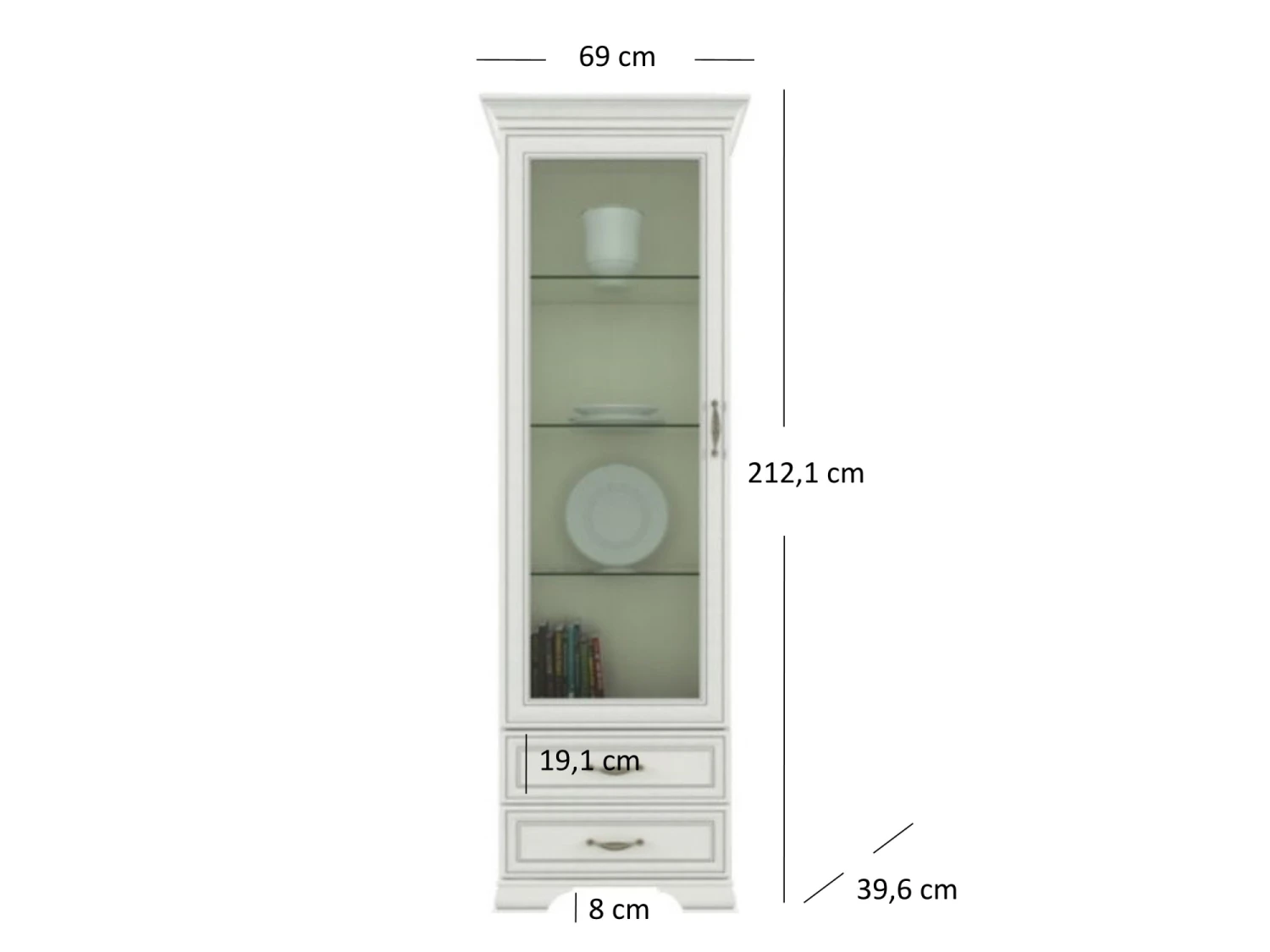 Vitrinenschrank "Tifosi" Weiß 69 X 212 Cm OK-Living 5 Vitrinenschrank "Tifosi" Weiß 69 X 212 Cm OK-Living – Bild 3