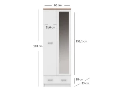 Kleiderschrank "Tomi" Weiß 60 X 183 Cm OK-Living