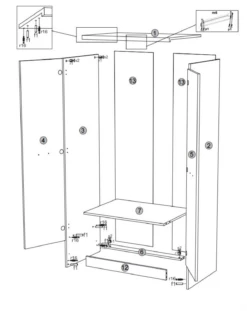 Kleiderschrank "Tomi" Weiß 60 X 183 Cm OK-Living -Möbel Store DS 1541 MBO 3