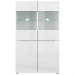 Vitrinenschrank "York" Weiß Hochglanz 90 X 149 Cm OK-Living -Möbel Store DS 1622 MBO 1
