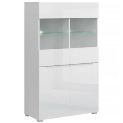 Vitrinenschrank "York" Weiß Hochglanz 90 X 149 Cm OK-Living