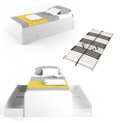 Kinderbett "Enzo" Weiß 90x200 Cm Mit Lattenrost Vitalispa -Möbel Store m1045 l 07 ol