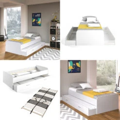 Kinderbett "Enzo" Weiß 90x200 Cm Mit Lattenrost Vitalispa -Möbel Store m1045 l 08 ol