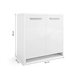 Waschbeckenunterschrank "Kiko" Weiß Hochglanz 58 X 60 Cm Vicco -Möbel Store m1097 03 ol