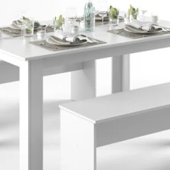 Esstisch Set "Sentio" Weiß 90 X 140 Cm Mit 2 Bänken Vicco -Möbel Store m1100 06 ol