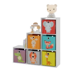 Treppenregal Weiß 105 X 107.5 Cm Mit Faltboxen Opt.1 Vicco -Möbel Store m1102 fb kinder 07 ol