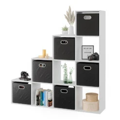 Treppenregal Weiß 142,4 X 143 Cm Mit 6 Faltboxen Vicco -Möbel Store m1105 fb 07 ol