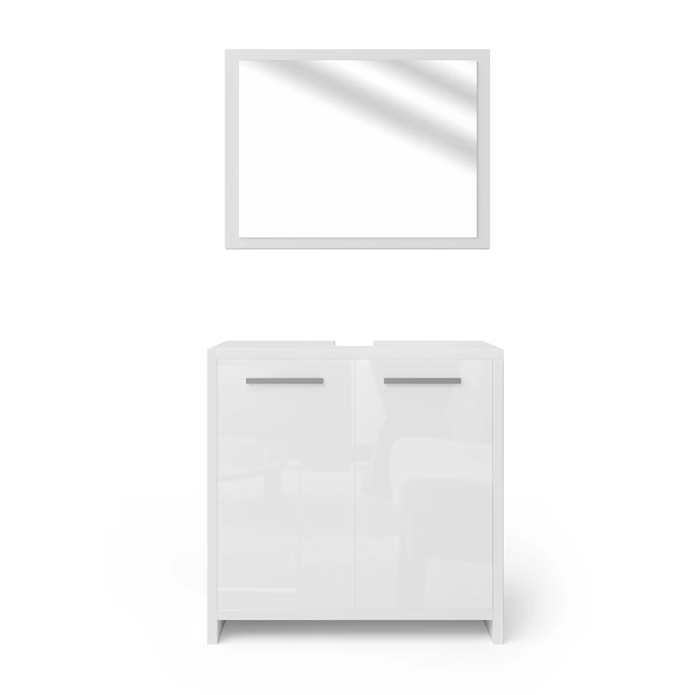 Badmöbel Set "Kiko" Weiß Hochglanz 2 Teile Vicco 3 Badmöbel Set "Kiko" Weiß Hochglanz 2 Teile Vicco