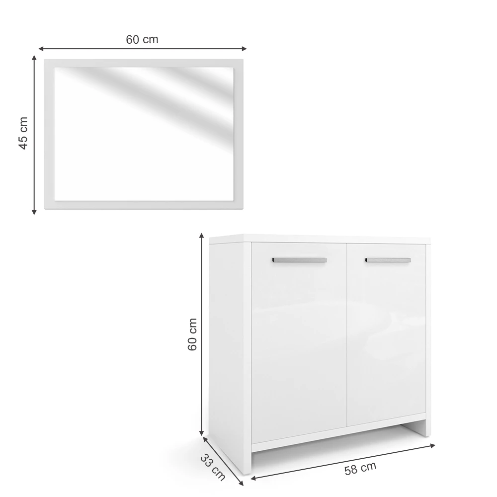 Badmöbel Set "Kiko" Weiß Hochglanz 2 Teile Vicco 5 Badmöbel Set "Kiko" Weiß Hochglanz 2 Teile Vicco – Bild 3