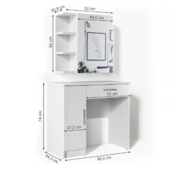 Schminktisch "Fynnia" Weiß 80.2 Cm Mit Hocker Vicco -Möbel Store m1267 hw 03 ol