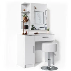 Schminktisch "Fynnia" Weiß 80.2 Cm Mit Hocker Vicco -Möbel Store m1267 hw 07 ol