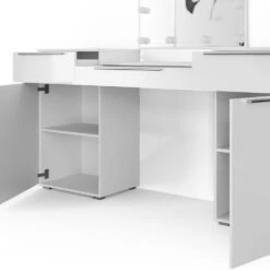 Schminktisch "Lilli" Weiß Hochglanz 190 Cm Mit LED Beleuchtung Und Bank Vicco -Möbel Store m1346 bw l 06 ol