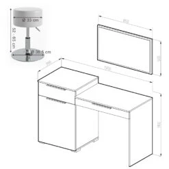 Schminktisch "Lilli" Weiß Hochglanz 135 Cm Mit Hocker Vicco 11 Schminktisch "Lilli" Weiß Hochglanz 135 Cm Mit Hocker Vicco -Möbel Store m1347 hw 03 ol