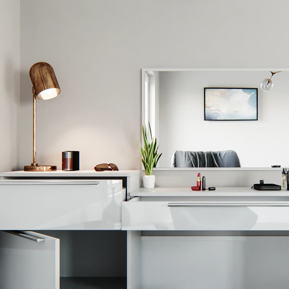 Schminktisch "Lilli" Weiß Hochglanz 135 Cm Mit Hocker Vicco 7 Schminktisch "Lilli" Weiß Hochglanz 135 Cm Mit Hocker Vicco – Bild 5