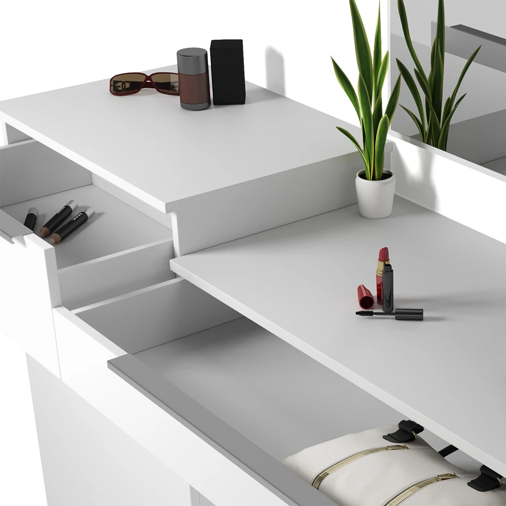 Schminktisch "Lilli" Weiß Hochglanz 135 Cm Mit Hocker Vicco 8 Schminktisch "Lilli" Weiß Hochglanz 135 Cm Mit Hocker Vicco – Bild 6