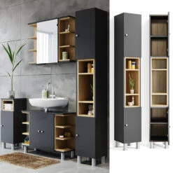 Badschrank "Aquis" Anthrazit/Sonoma 30 X 200 Cm Vicco -Möbel Store m1385 02 ol