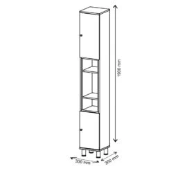 Badschrank "Aquis" Anthrazit/Sonoma 30 X 200 Cm Vicco -Möbel Store m1385 03 ol