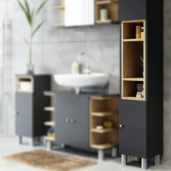 Badschrank "Aquis" Anthrazit/Sonoma 30 X 200 Cm Vicco -Möbel Store m1385 05 ol