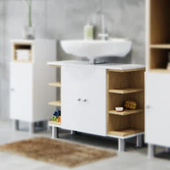 Waschbeckenunterschrank "Aquis" Weiß/Sonoma 79 X 64 Cm Vicco -Möbel Store m1387 05 ol