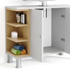 Waschbeckenunterschrank "Aquis" Weiß/Sonoma 79 X 64 Cm Vicco -Möbel Store m1387 06 ol