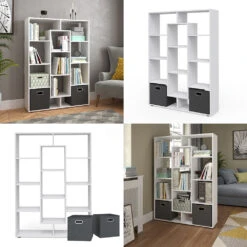 Raumteiler Weiß 103.9 X 143 Cm Mit 2 Faltboxen Vicco 17 Raumteiler Weiß 103.9 X 143 Cm Mit 2 Faltboxen Vicco -Möbel Store m1430 fb 08 ol